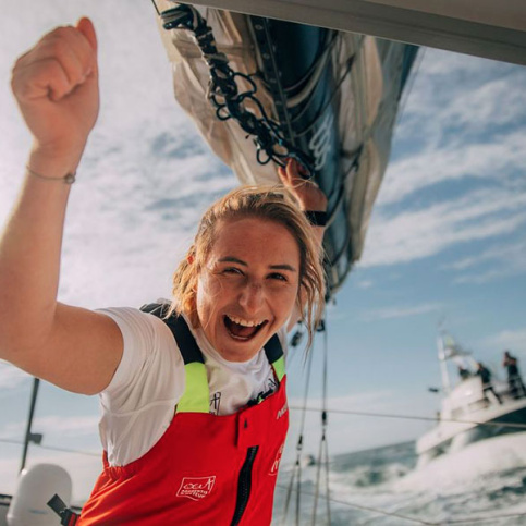 Violette Dorange sur son bateau Devenir